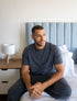 Men Summer Pajama Set Dark Grey Buttoned Tee + Pants
